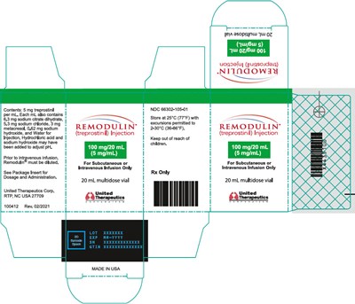 remodulin-05.jpg PRINCIPAL DISPLAY PANEL - 5 mg/mL Vial Carton - remodulin 05