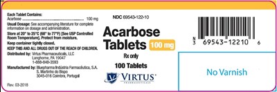 acarbose-06.jpg PRINCIPAL DISPLAY PANEL - 100 mg Tablet Bottle Label - acarbose 06