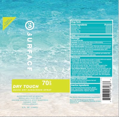 Surface Sun Dry Touch SPF 70 - Label