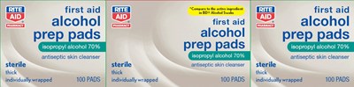 Rite Aid First Aid Alcohol Swabs Box (Principal display panel)