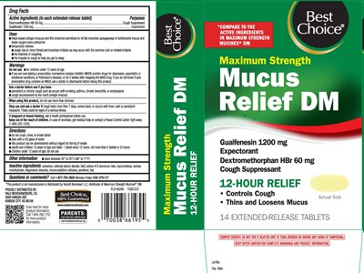 Dextromethorphan Hbr 60 mg, Guaifenesin 1200 mg (Mucus Relief Dm 1200 mg 60 mg Extended Release Cap 1)