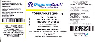 topiramate-label-200 mg - NDC68258 3002 01