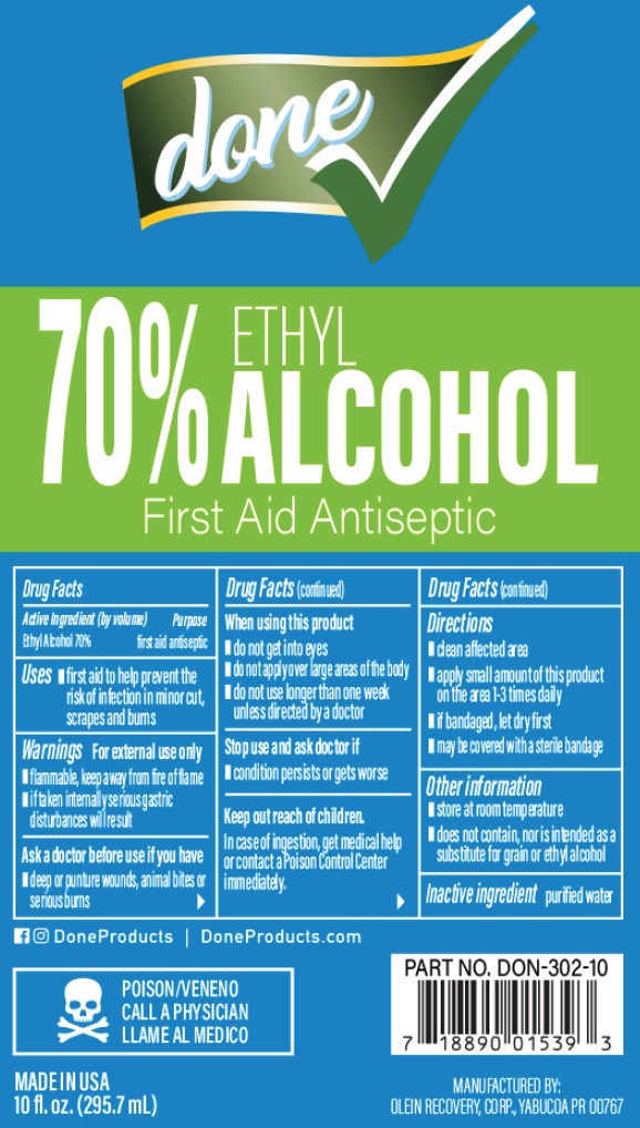 NDC 77142010 Done 70 Ethyl Alcohol Alcohol