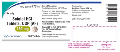 sotalol-fig6.jpg PACKAGE LABEL-PRINCIPAL DISPLAY PANEL - 160 mg (100 Tablets Bottle) - sotalol fig6
