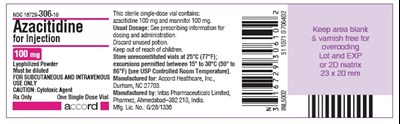 azacitidine-for-inj-label.jpg Principal Display Panel - 100 mg azacitidine-for-inj-label - azacitidine for inj label