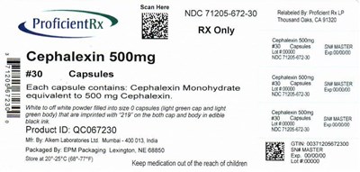 71205-672-30 - cephalexin 500mg 500cap
