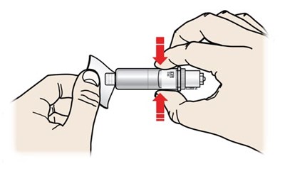 repatha-15.jpg Swing the door to the left. Then, squeeze firmly until it snaps shut. Apply enough pressure when closing the door and make sure there is a “snap” before going to the next step. - repatha 15