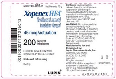 PRINCIPAL DISPLAY PANEL – TRADE CANISTER LABEL – 45 MCG 200 ACTUATIONS - xopenex canister