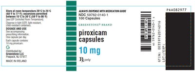 piroxicam-03.jpg PRINCIPAL DISPLAY PANEL - 10 mg Capsule Bottle Label - piroxicam 03