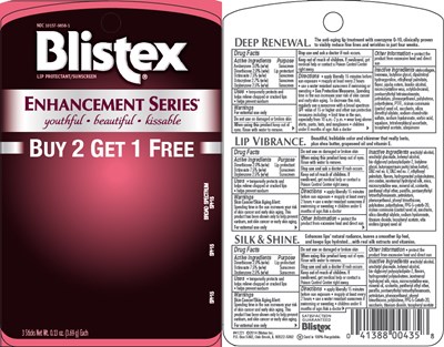 Principal Display Panel - 3 Stick Blister Pack - blistex 01