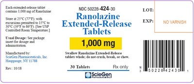 ranolazine-1000mg-30tab.jpg PACKAGE LABEL – Ranolazine, 1000mg bottle, 30ct - ranolazine 1000mg 30tab