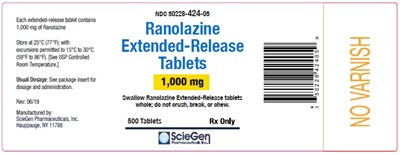 ranolazine-1000mg-500tab.jpg PACKAGE LABEL – Ranolazine, 1000mg bottle, 500ct - ranolazine 1000mg 500tab