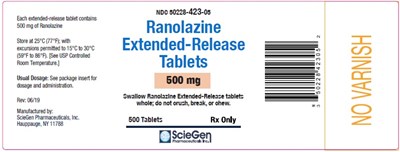 ranolazine-500mg-500tab.jpg PACKAGE LABEL – Ranolazine, 500mg bottle, 500ct - ranolazine 500mg 500tab