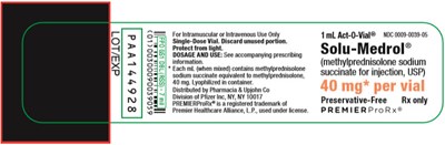 PRINCIPAL DISPLAY PANEL - 40 mg Vial Label - solu medrol 06