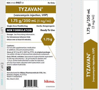 1.75g 350ml Ow (Tyzavan Vancomycin Injection 21)