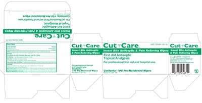 Ndc 53439-120-10cut Careinsect Bite Antiseptic &amp; Pain Relieving Wipesfirst Aid Antiseptictopical Analgesiccontents: 100 Pre-moistened Wipes (Cut Care Insect Bite Antiseptic And Pain Relieving 01)