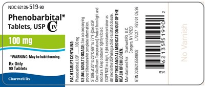 "image Description" (Phenobarbital Tabs 100mg 90s Bottle Label)