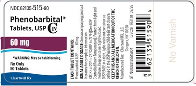 "image Description" (Phenobarbital Tabs 60mg 90s Bottle Label)