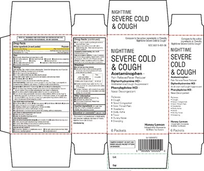 Nighttime Severe Cold &amp; Cough Honey Lemon Infused With Chamomile &amp; White Tea Flavors 6 Packets (Image 01)