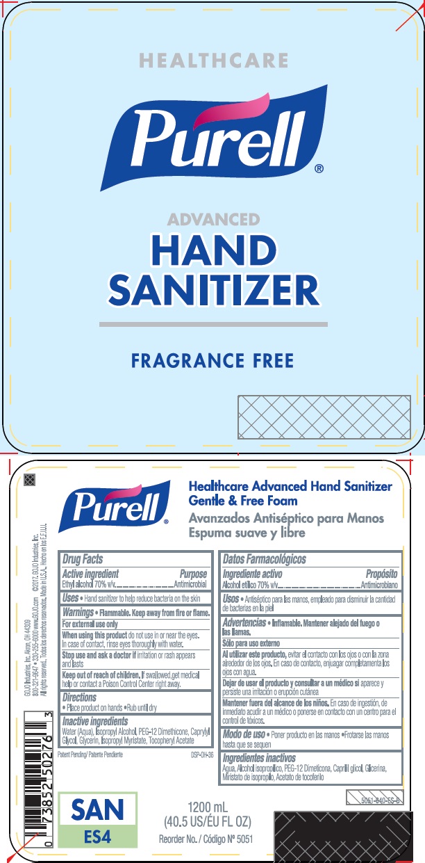 Ndc 21749 822 Purell Healthcare Advanced Hand Sanitizer Gentle And Free Foam Liquid Topical