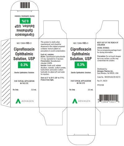 ciprofloxacin-ophthalmic-solution-2pt5ml-carton.jpg Ciprofloxacin Ophthalmic Solution, 0.3% - NDC 72888-102-21 - 2.5 mL Carton - ciprofloxacin ophthalmic solution 2pt5ml carton