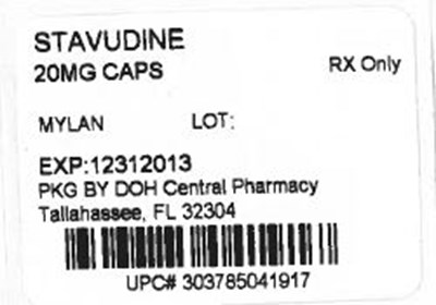 Stavudine.jpg Label Image for 20mg - Stavudine