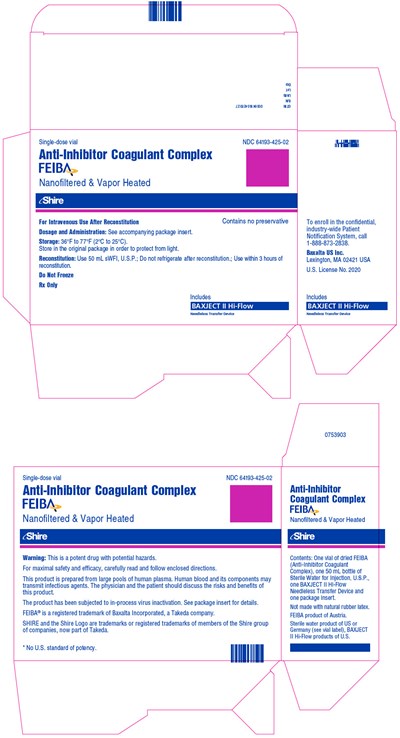 feiba-09.jpg PRINCIPAL DISPLAY PANEL - Kit Carton - NDC 64193-425-02 - feiba 09