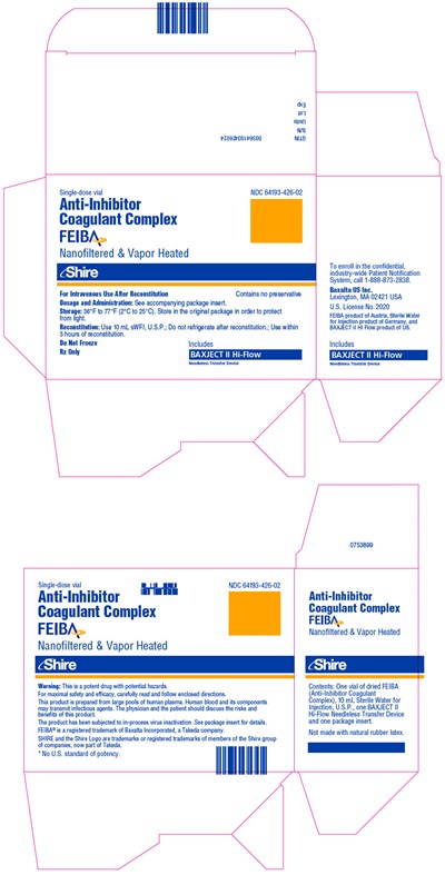feiba-11.jpg PRINCIPAL DISPLAY PANEL - Kit Carton - NDC 64193-426-02 - feiba 11