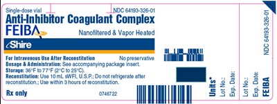 feiba-12.jpg PRINCIPAL DISPLAY PANEL - 10 mL Vial Label - feiba 12