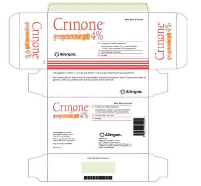 Crinone (progesterone gel) 4%6 Single-Use Prefilled ApplicatorsNDC 0023-6150-04 - crinone 09