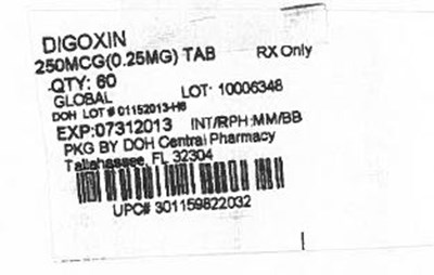 Digoxin.jpg PRINCIPAL DISPLAY PANEL - 0.25 mg Tablet Label - Digoxin