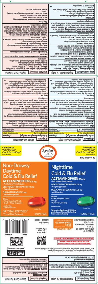 Acetaminophen 325 mg, Dextromethorphan Hbr 10 mg, Phenylephrine HCl 5 mg, Acetaminophen 325 mg, Dextromethorphan Hbr 15 mg, Doxylamine Succinate 6.25 mg (Daytime Pe Nighttime No Pse Pe Softgels Pur 1)