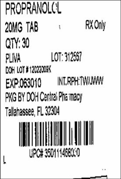 20mg Label (Propranolol20mg(pliva))