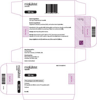 miglustat-02.jpg PRINCIPAL DISPLAY PANEL - 100 mg Capsule Blister Pack Carton - miglustat 02