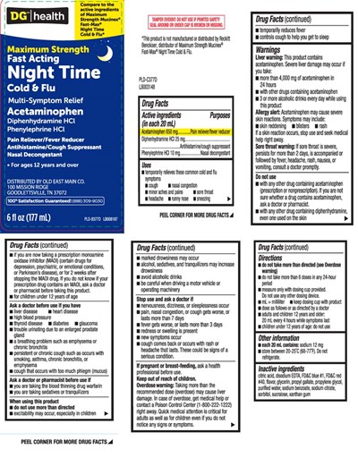 Acetaminophen 650 mg, Diphenhydramine HCl 25 mg, Phenylephrine HCl 10 mg (Mucus Relief Nighttime Cold And Flu Liquid 1)