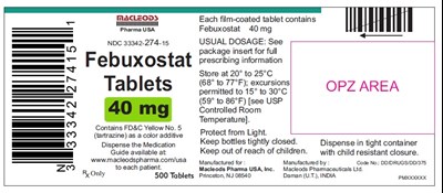 febuxostat-40mg-container-label-500s.jpg 333 - febuxostat 40mg container label 500s