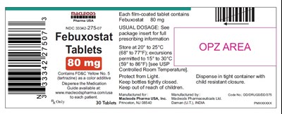 555 (Febuxostat 80mg Container Label 30s)