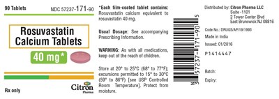 rosuvastatin-calcium-tablet-for-citron-9.jpg PACKAGE LABEL-PRINCIPAL DISPLAY PANEL - 40 mg (90 Tablets Bottle) - rosuvastatin calcium tablet for citron 9
