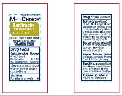 Medichoice Bacitracin 0.9g Pouch Ndc 39892 0810