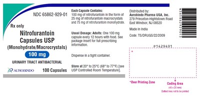 nitrofurantoin-fig1.jpg PACKAGE LABEL-PRINCIPAL DISPLAY PANEL - 100 mg (100 Capsules Bottle) - nitrofurantoin fig1