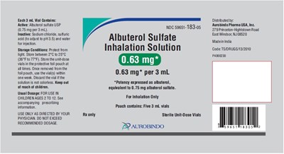 albuterol-fig6.jpg PACKAGE LABEL-PRINCIPAL DISPLAY PANEL - 0.63 mg per 3 mL - Pouch Label (5 Vials) - albuterol fig6