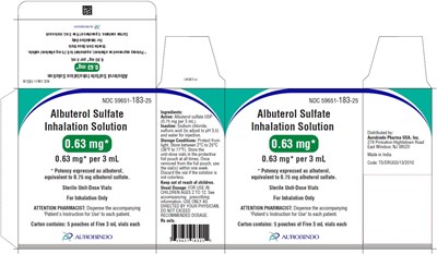 albuterol-fig7.jpg PACKAGE LABEL-PRINCIPAL DISPLAY PANEL - 0.63 mg per 3 mL – Container-Carton (25 Vials) - albuterol fig7