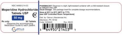 PRINCIPAL DISPLAY PANEL - 50 mg Tablet Bottle Label - meperidine 02