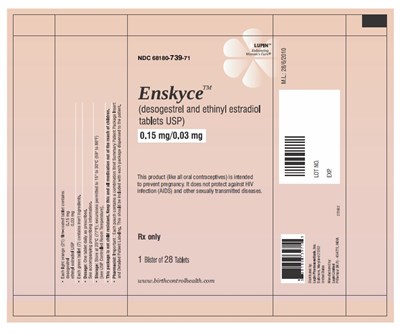 Enskyce(desogestrel And Ethinyl Estradiol Tablets Usp) 0.15 mg/0.03 mg Rx Onlyndc 68180-739-71pouch Label: 1 Wallet Of 28 Tablets (5bed36d6 6611 464f 8929 1f19bfb6fd43 06)