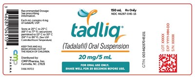 Principal Display Panel - 20 mg/5 mL - tadliq cont label