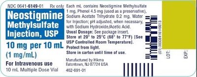 NDC 0641-6150-25 Rx only Neostigmine Methylsulfate Injection, USP 5 mg/10 mL (0.5 mg/mL) FOR INTRAVENOUS USE 25 x 10 mL Multiple Dose Vials Each mL contains Neostigmine Methylsulfate 0.5 mg, Phenol 4.5 mg (used as a preservative), Sodium Acetate Trihydrate 0.2 mg, Water for Injection; pH adjusted, when necessary, with Sodium Hydroxide/Acetic Acid. Usual Dosage: See package insert. Store at 20º to 25ºC (68º to 77ºF) [See USP Controlled Room Temperature]. PROTECT FROM LIGHT. Store in carton until time of use. - neostigmine methylsulfate injection   anda 5