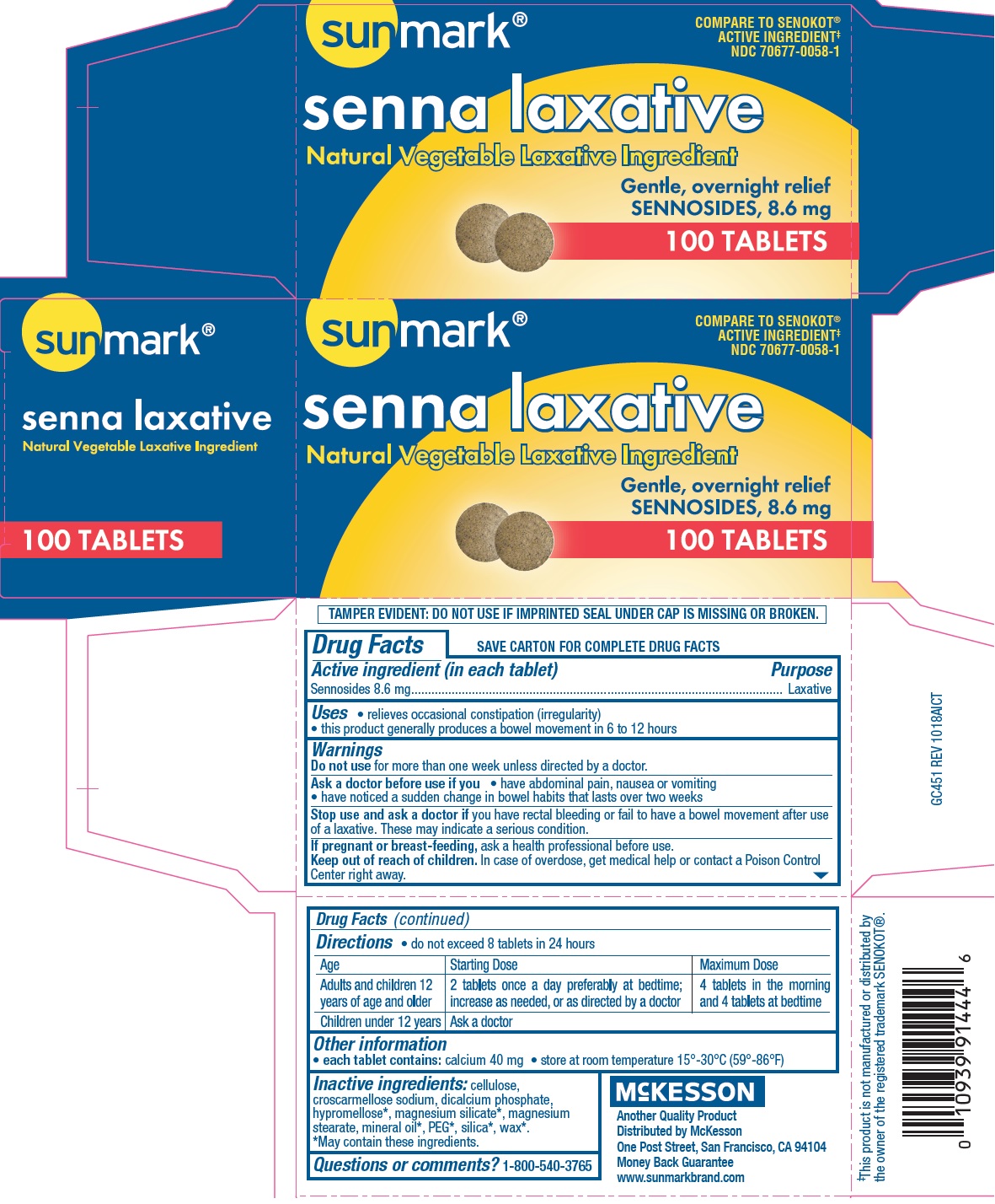 NDC 70677-0058 Senna Laxative Sennosides