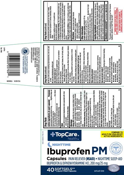 ibuprofen-pm-softgel-1.jpg Diphenhydramine HCI 25 mg, Solubilized ibuprofen equal to 200 mg ibuprofen (NSAID)* (present as the free acid and potassium salt) *nonsteroidal anti-inflammatory drug - ibuprofen pm softgel 1