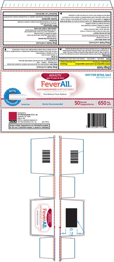feverall-adult-01.jpg Principal Display Panel - 50 Suppository Carton - feverall adult 01