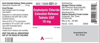 oxybutynin-chloride-er-tab-usp-10mg-100-count.jpg 10 mg Tablet Bottle Label - NDC 72888-031-01 - 100 Tablets - oxybutynin chloride er tab usp 10mg 100 count